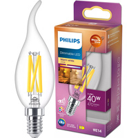 Žárovka LED Flame E14 BA35 3.4W = 40W 470lm 2700 Teplá bílá vlákno PHILIPS Stmívatelné