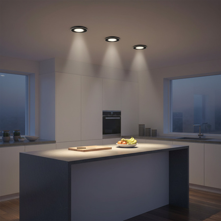 3x SUN OLAL GOLDLUX (Polux) vestavné pohyblivé stropní svítidlo. černý hliník + GU10 3.5W LED žárovka