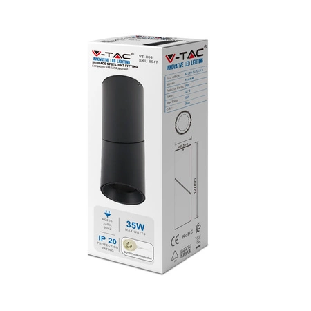 Bodové stropní svítidlo GU10 kulaté černé VT-804 V-TAC