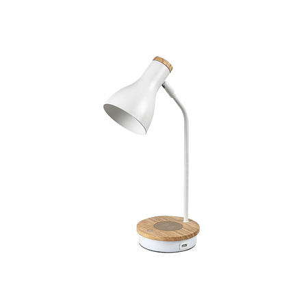 E14 Stmívatelná bílá moderní stolní lampa Mosley Rabalux na nočním stolku