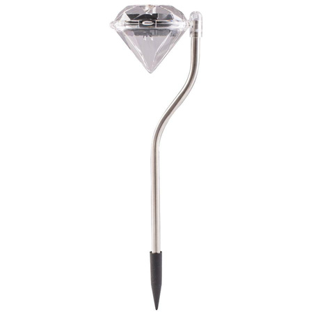 Solární zahradní LED lampa zapichovací dekorativní venkovní DIAMANT chrom RGB