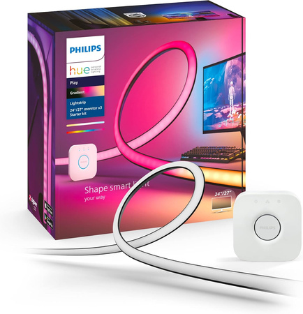 Chytrý LED gradientní PC pásek 3x 20W CCT RGB PHILIPS HUE Bluetooth Zigbee + Hue Bridge 