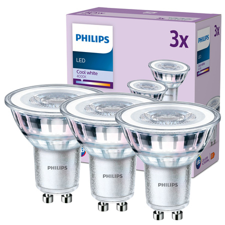 Sada 3x LED halogenová žárovka GU10 PAR16 4,6W = 50W 390lm 4000K Neutrál 36° PHILIPS