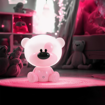 Dekorativní stolní lampa 2,5W 59lm růžová Stmívatelný medvídek Sanico Goldlux