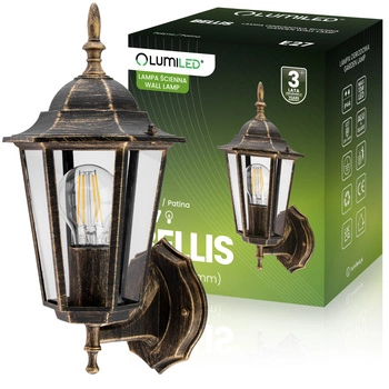 Zahradní nástěnná lampa lucerna E27, Patina BELLIS LUMILED