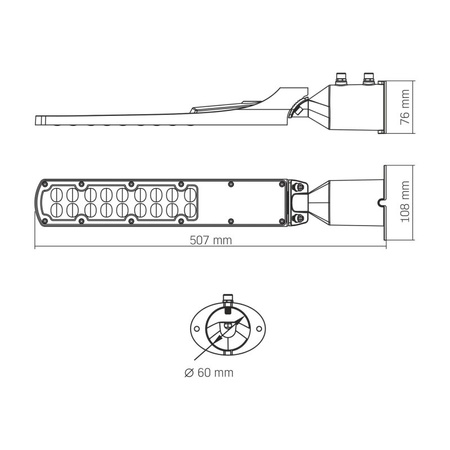 LED pouliční lampa 50W 5000lm 5000K neutrální 130° 0,25A černá VIDEX