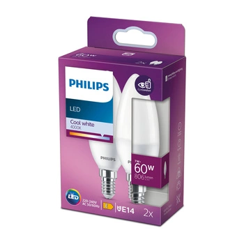 Sada 2x LED svíčková žárovka E14 B38 7W = 60W 806lm 4000K Neutrál PHILIPS