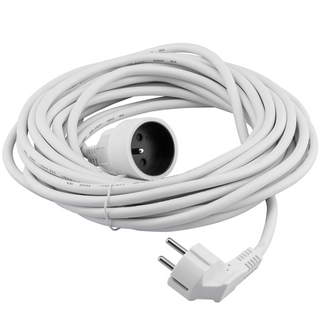 Napájecí prodlužovací kabel zástrčka-zásuvka s uzemněním 10m 3x1.5mm 16A Bílá ECOLIGHT