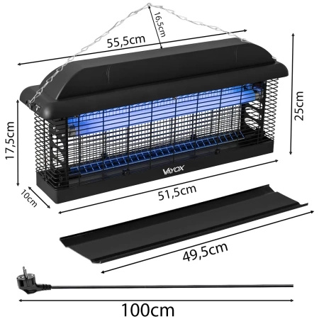 Insekticidní lampa Elektrická past UV 120m2 30W na mouchy Komáři Hmyz VAYOX