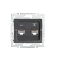 Počítačová a telefonní zásuvka RJ45 RJ11 Square Graphite LOGI Kanlux