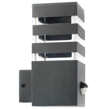 Zahradní lampa Nástěnná lampa TEKSAS PIR E27 IP44 senzor grafitový GOLDLUX (Polux)