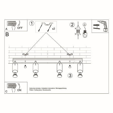 Svítidlo pro povrchovou montáž RING 4L 4xGU10 Reflektor halogenový pohyblivý minimalistický bílý SOLLUX