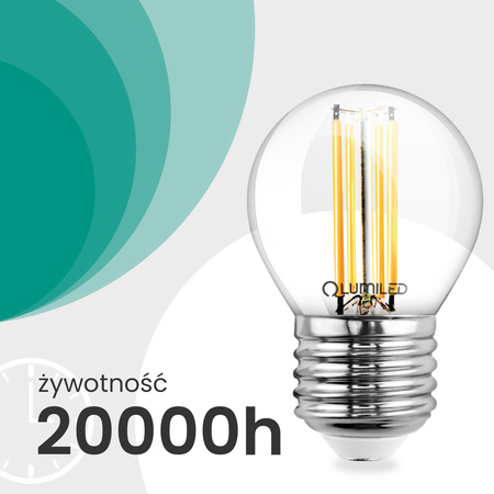 6x LED žárovka E27 kapka P45 2,2W 470lm = 40W 2700K teplá bílá 360° Filament energetická třída A LUMILED