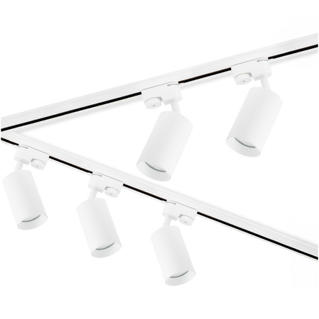 Osvětlovací lišta 3m + 5x reflektor lištový, GU10 Bílá SAGI + Spojka L LUMILED