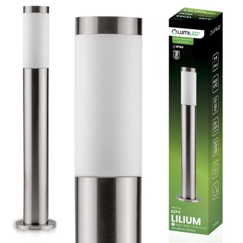 Venkovní zahradní lampa E27, LED sloupek 65cm inox LILIUM LUMILED