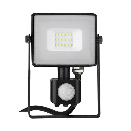 Reflektor LED 10W 800lm 6400K IP65 Black s pohybovým senzorem a funkcí CUT-OFF Samsung Chip VT-10-SB V-TAC