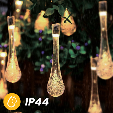 Solární závěsná girlanda 20 LED slz zahradní lampa 580 cm rampouchy Teplá bílá barva