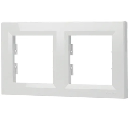 2-násobný horizontální rám pro dvojitou zásuvku. bílá ASFORA
