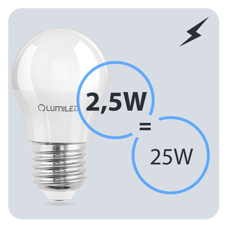 Žárovka LED E27, P40 2.5W = 25W 249lm 6500K Studená bílá 180° LUMILED