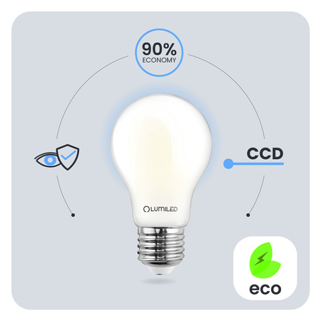 6x LED žárovka E27 A60 11W = 100W 1521lm 4000K neutrální bílá 360° FILAMENT LUMILED