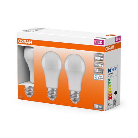 3x LED žárovka A60 E27 13W = 100W 1521lm 6500K studená bílá 200° STAR CLASSIC Osram