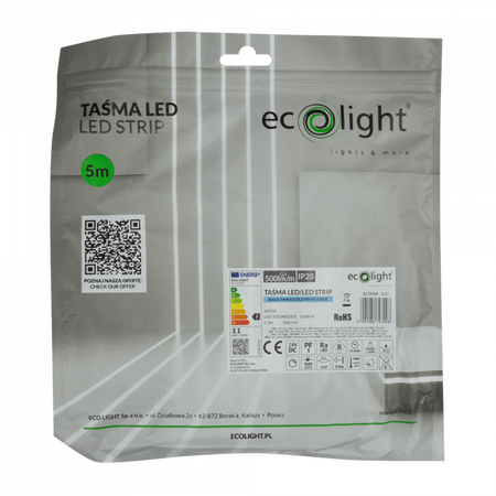 LED pásek SMD 2835 10,8W/m 500lm/m 60LED/m 24V 6500K Cold IP20 Roll 5m Ecolight