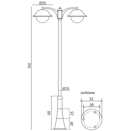 Venkovní zahradní lampa lampa E27 Prince Max OGMW 2 O-BD 310 cm černá Su-Ma