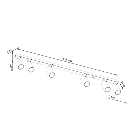Tuba Spot Reflector Stropní svítidlo 6x GU10 Ochre Red Ring Bittersweet Shimmer SL.1511 Sollux