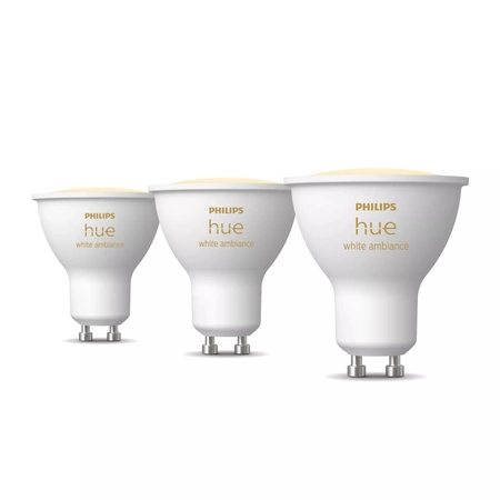 3x LED žárovka GU10 s reflektorem 4,2W = 50W 400lm 2200-6500K CCT SMART Smart Bluetooth ZigBee White Ambiance Philips HUE