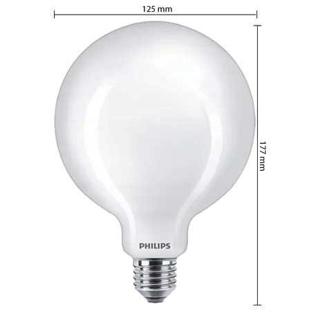Globe E27 G120 LED žárovka 10.5W = 100W 1521lm 4000K Neutrální bila Filament Milky PHILIPS