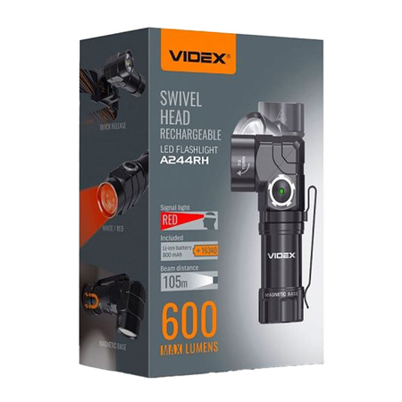 Taktická LED dobíjecí svítilna Vodotěsná 10W 600lm 5000K A244RH VIDEO