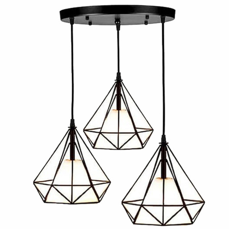 Geometrické černé stropní svítidlo LOFT DIAMENT 3xE27 drátěné stropní svítidlo