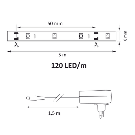 LED pásek 36W 2150lm 4000K neutrální 120° bílá stmívatelná Sanico Goldlux