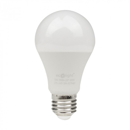 LED žárovka A60 E27 10W 900lm 4000K Neutral Ecolight