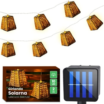 Solární zahrada Girland 10x LED koš 2m Dekorativní lampy