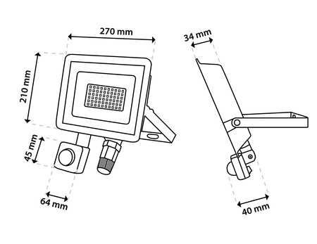 LED Reflektor snímač pohybu 100W, 11000lm 4000K IP65 Černá ZUME ALS LUMILED