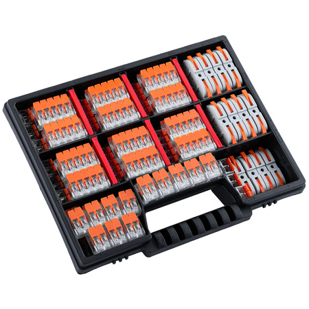 Rychlé konektory Instalační sada konektorů Sada 100 kusů - 40x 2X4MM. 40x 5X4MM. 20x 1+1 + kufr s organizérem