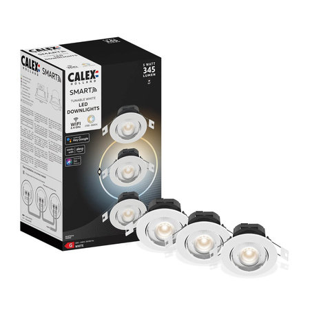 3x LED zapuštěné stropní halogenové svítidlo bílé SMART WiFi 5W 345lm CCT TUYA CALEX