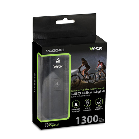 Svítilna LED na kolo světlo USB-C držák 6 režimů 1300lm IPX6 VAYOX