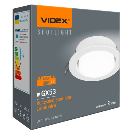 Vestavné svítidlo GX53 LED White Videx