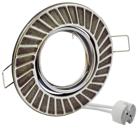 Fobos 7805 GOLDLUX (Polux) kovové stropní vestavné svítidlo. kulaté stříbrné + zásuvka MR16