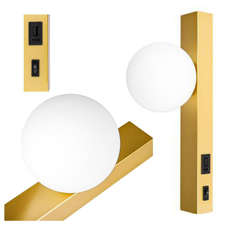 Nástěnná povrchová lampa na čtení G9 USB Switch Gold Bali Masterled