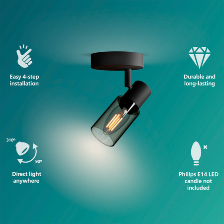 Nástěnné svítidlo Nástěnné svítidlo E14 Black Palms Philips