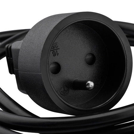 Napájecí prodlužovací kabel vidlice - zásuvka s uzemněním 5m 3x1.5mm 16A Černá ECOLIGHT