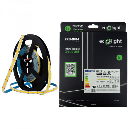LED pásek COB 7W/m 735lm/m 320LED/m 12V 3000K Warm IP67 Roll 5m Ecolight