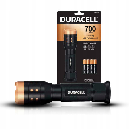 Hliníková LED svítilna ruční Výkonná taktická baterie 4xAA 700lm 3 režimy DURACELL