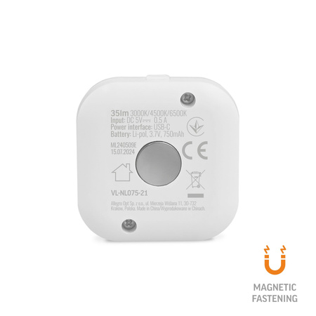 Bezdrátová LED schodišťová světla se senzorem 1W 70lm CCT 90° 750mAh bílá VIDEX