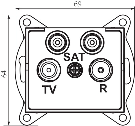 Svorkovnice TV-2xSAT Square Graphite LOGI Kanlux