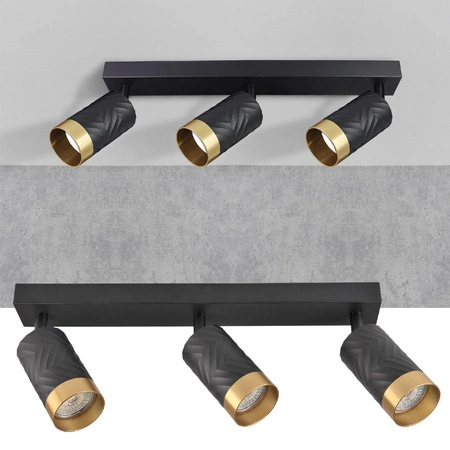 Nástěnné a stropní bodové svítidlo 3x GU10 Black Gold ARRAS Sanico Goldlux