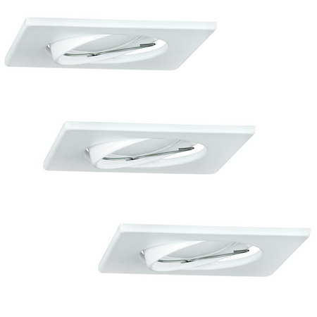 3x GOLDLUX (Polux) čtvercová bílá pohyblivá halogenová žárovka + GU10 3.5W LED žárovka